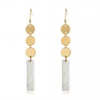 Zinc Alloy Drop Earring, with Shell, gold color plated, fashion jewelry & for woman 