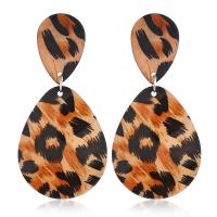 Acrylic Drop Earring, with Zinc Alloy, plated, fashion jewelry & for woman & leopard pattern, brown 