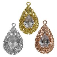 Cubic Zirconia Brass Pendants, Teardrop, plated, with cubic zirconia Approx 1.5mm 