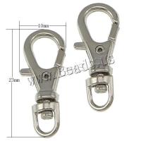 Zinklegierung Karabiner Drehwirbel, Platinfarbe platiniert, frei von Nickel, Blei & Kadmium, 10x23x3mm, verkauft von PC