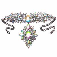 alliage de zinc Collier Tour de cou, Placage de couleur platine, pour femme & avec strass, multicolore, 110mm Environ 16.54 pouce, Vendu par brin