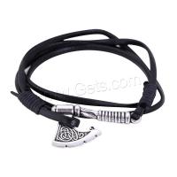 PU Leather Cord Bracelets, with Zinc Alloy, Axe, plated, multilayer & Unisex Approx 9 Inch 