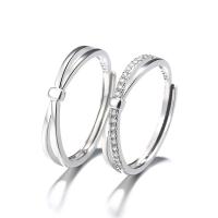 925er Sterling Silber Open -Finger-Ring, unisex & verschiedene Stile für Wahl & Micro pave Zirkonia, Silberfarbe, 3.5mmuff0c4mm, Größe:5.5-7.5, verkauft von PC