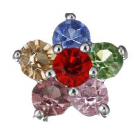 Pendentifs en laiton de fleur, Placage de couleur argentée, bijoux de mode & pavé de micro strass Environ 1.5mm, Vendu par PC