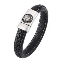 Stainless Steel Chain Bracelets, with Microfiber PU, fashion jewelry & Unisex black, 12mm 