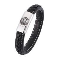 Stainless Steel Chain Bracelets, with Microfiber PU, fashion jewelry & Unisex black, 12mm 