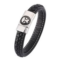 Stainless Steel Chain Bracelets, with Microfiber PU, fashion jewelry & Unisex black, 12mm 