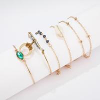 aleación de zinc Pulsera, con Nácar, chapado, 6 piezas & para mujer, dorado, Vendido por Set