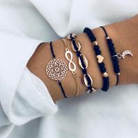 Moda pulseras de la aleación de Zinc, con Nácar, chapado, 5 piezas & para mujer, Negro, Vendido por Sarta