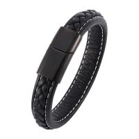 PU Leather Cord Bracelets, Stainless Steel, with Microfiber PU, fashion jewelry & Unisex 