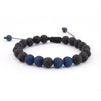 Lava Bead Bracelet, with Nylon Cord, Round, fashion jewelry & Unisex, black, 8mm Approx 7-9 Inch 