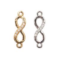 Cubic Zirconia Micro Pave Brass Connector, Infinity, plated, micro pave cubic zirconia & 1/1 loop Approx 1mm 