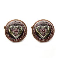 Zinc Alloy Cufflinks, with Glass Gemstone, plated, time gem jewelry & Unisex 18*17mm 