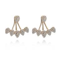 Zinc Alloy Split Earring, gold color plated, fashion jewelry & for woman & with rhinestone 