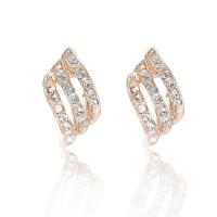 Zinc Alloy Rhinestone Stud Earring, gold color plated, fashion jewelry & for woman & with rhinestone 