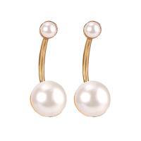 Zinc Alloy Split Earring, with Plastic Pearl, plated, fashion jewelry & for woman, golden 