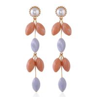 Boucle d'oreille en alliage de zinc en plastique perle, avec perle de plastique & Acrylique, Placage, bijoux de mode & pour femme, plus de couleurs à choisir, Vendu par paire