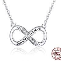 Zircon cubique Micro Pave collier en argent sterling, Argent sterling 925, Infini, Plaqué de platine, bijoux de mode & pavé de micro zircon & pour femme Environ 17.7 pouce, Vendu par brin