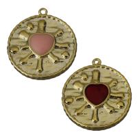 Enamel Brass Pendants, Flat Round Approx 1mm 