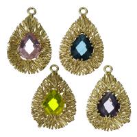 Glass Brass Pendants, with Glass, Teardrop, hollow Approx 1.5mm 