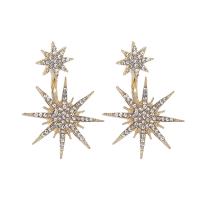 Zinc Alloy Split Earring, plated, fashion jewelry & for woman & with rhinestone 40mm 