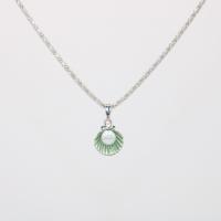 Enamel Zinc Alloy Necklace, with Plastic Pearl, Shell, silver color plated, for woman .5 Inch 