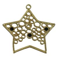 Brass Star Pendants, micro pave cubic zirconia & hollow, golden Approx 1.5mm 