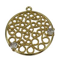 Cubic Zirconia Micro Pave Brass Pendant, micro pave cubic zirconia & hollow, golden Approx 1.5mm 