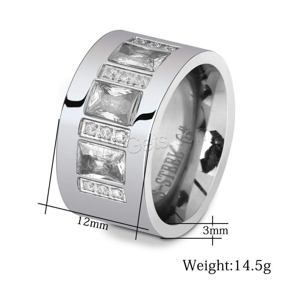 Partículas de acero anillo, chapado, diverso tamaño para la opción & micro arcilla de zirconia cúbica & para la pareja, más colores para la opción, 12mm, 3mm, tamaño:6-10, Vendido por UD