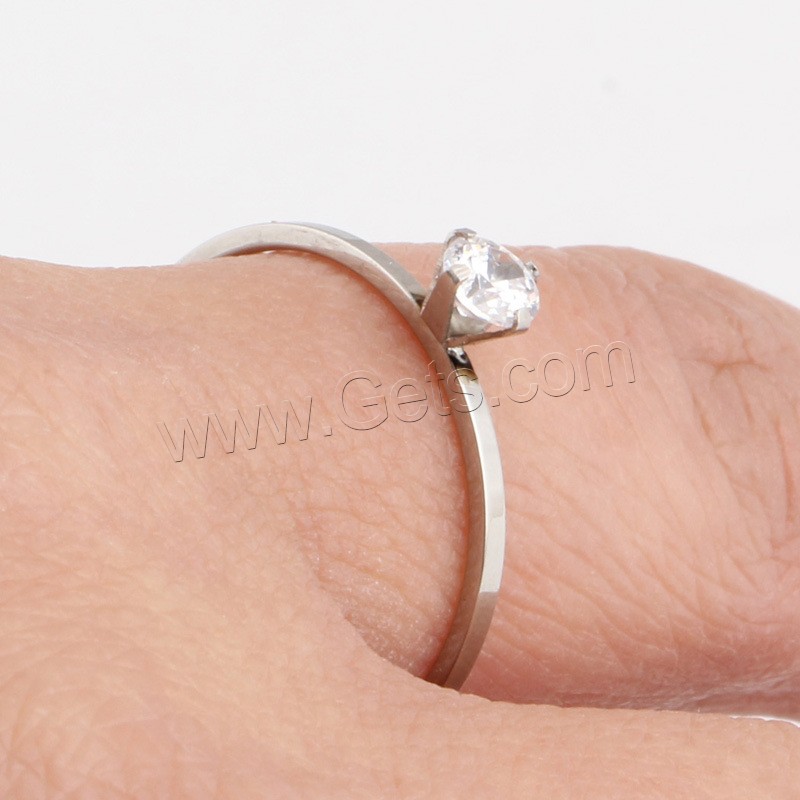 Anillo de dedo de acero Titanium de, Partículas de acero, chapado, diverso tamaño para la opción & para mujer & con circonia cúbica, más colores para la opción, 3mm, tamaño:5-9, Vendido por UD