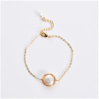 Fashion Zinc Alloy Bracelets, with ABS Plastic Pearl, gold color plated, vintage & oval chain & for woman, white Approx 7.68 Inch 