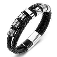 Edelstahl Armbänder, mit PU Leder, Doppelschicht & Punk-Stil & unisex & verschiedene Größen vorhanden, 6mmx2, verkauft von PC