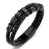 Edelstahl Armbänder, mit PU Leder, Doppelschicht & Punk-Stil & unisex & verschiedene Größen vorhanden, 6mmx2, verkauft von PC