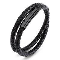 Edelstahl Armbänder, mit PU Leder, Doppelschicht & Punk-Stil & unisex & verschiedene Größen vorhanden, 6mm, verkauft von PC