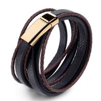 Edelstahl Armbänder, mit PU Leder, Modeschmuck & mehrschichtig & unisex & verschiedene Größen vorhanden, 7+3mm, verkauft von PC