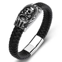 Edelstahl Armbänder, mit PU Leder, Modeschmuck & Punk-Stil & unisex & verschiedene Größen vorhanden, 13x7mm, verkauft von PC