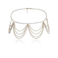 Zinc Alloy Waist Chain, with Plastic Pearl, gold color plated, Adjustable & for woman, 770mm 