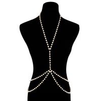 Plastic Pearl Body Chain, fashion jewelry & for woman, golden 