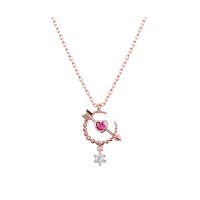 Rhinestone en alliage de zinc bijoux , Plaqué de couleur d'or rose, Réglable & styles différents pour le choix & pour femme & avec strass Environ 19 pouce, Vendu par brin