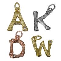 Pendentifs de Lettre laiton , Lettre d’alphabet, Placage, lettres sont de A à Z & styles différents pour le choix & pavé de micro strass, plus de couleurs à choisir Environ 3.5mm, Vendu par PC