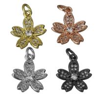 Pendentifs en laiton de fleur, Placage, pavé de micro zircon, plus de couleurs à choisir Environ 3mm, Vendu par PC