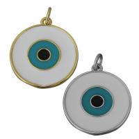 Enamel Brass Pendants, Flat Round, plated Approx 3mm 