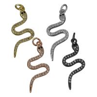 Animal Brass Pendants, Snake, plated, micro pave cubic zirconia Approx 3mm 