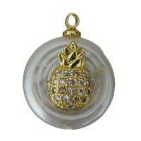 pendentif en laiton de perle d'eau douce cultivée, avec perle d'eau douce cultivée, Placage de couleur d'or, pavé de micro zircon Environ 1.5mm, Vendu par PC