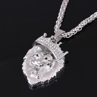 alliage de zinc collier de chandail, lion, Placage, pour homme & lumineux & avec strass, plus de couleurs à choisir Environ 27.56 pouce, Vendu par brin