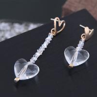 alliage de zinc Boucles d'oreilles asymétriques, avec cristal, coeur, Placage, pour femme, couleur or rose, 60*16mm 38*16mm, Vendu par paire