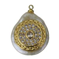 pendentif en laiton de perle d'eau douce cultivée, avec perle d'eau douce cultivée, Placage de couleur d'or, pavé de micro zircon Environ 1.5mm, Vendu par PC