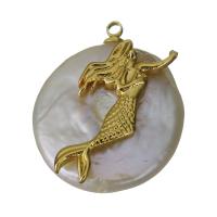 pendentif en laiton de perle d'eau douce cultivée, avec perle d'eau douce cultivée, Placage de couleur d'or, pavé de micro zircon Environ 1.5mm, Vendu par PC