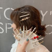 ヘアスライド, 亜鉛合金, とともに プラスチック製パール, メッキ, 3個 & ファッションジュエリー & 女性用, 無色, 70mm, 売り手 セット