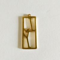 Hollow Brass Pendants, Rectangle, original color Approx 1mm 